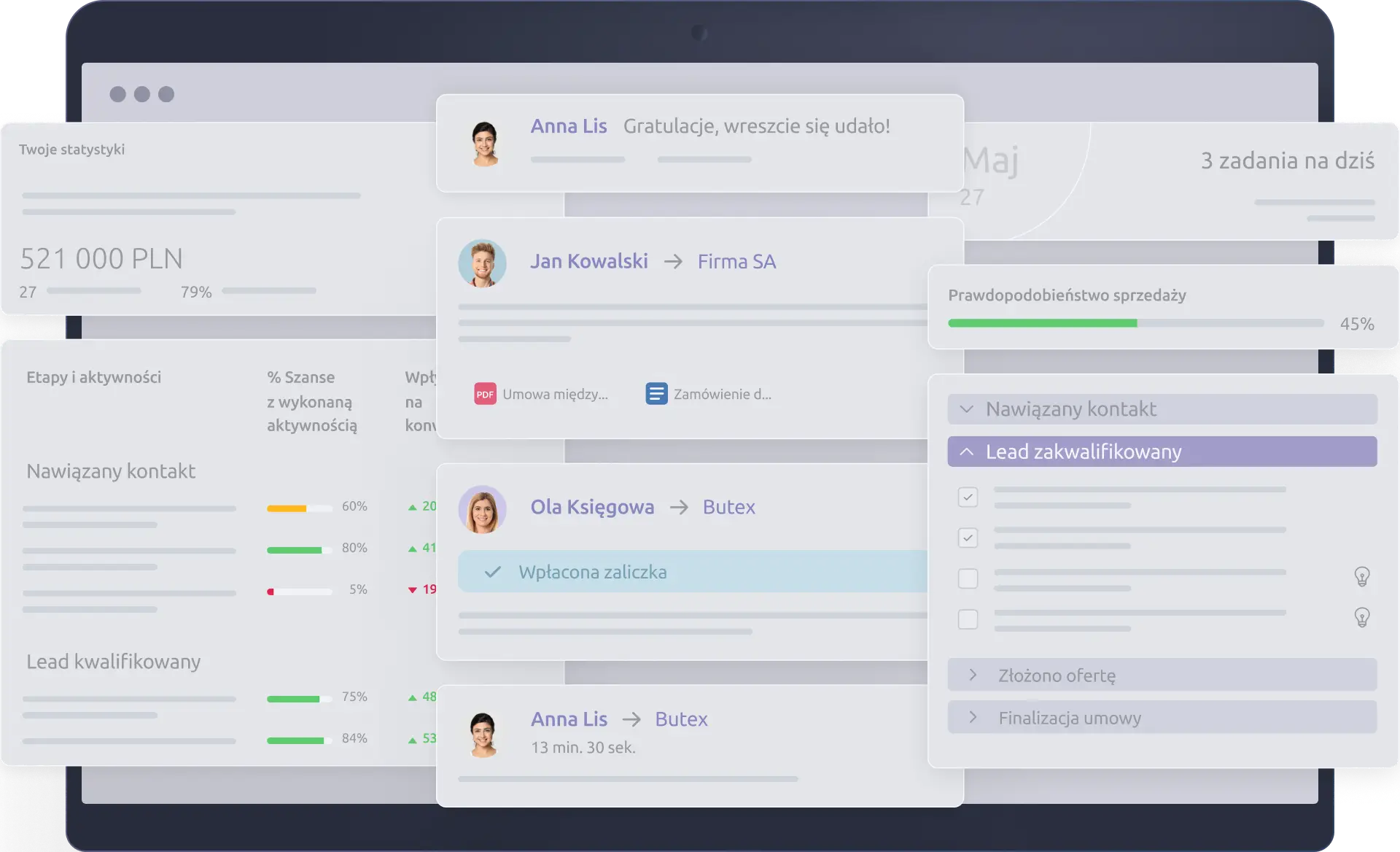 Poglądowy interface Livespace z widokiem dashboardu użytkownika